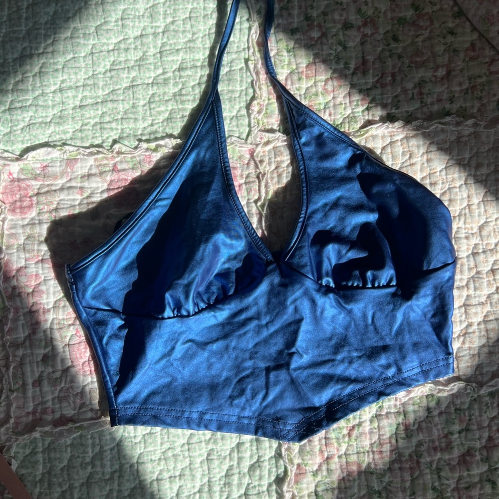 Shein Royal Blue Halter Tie Top - Size M